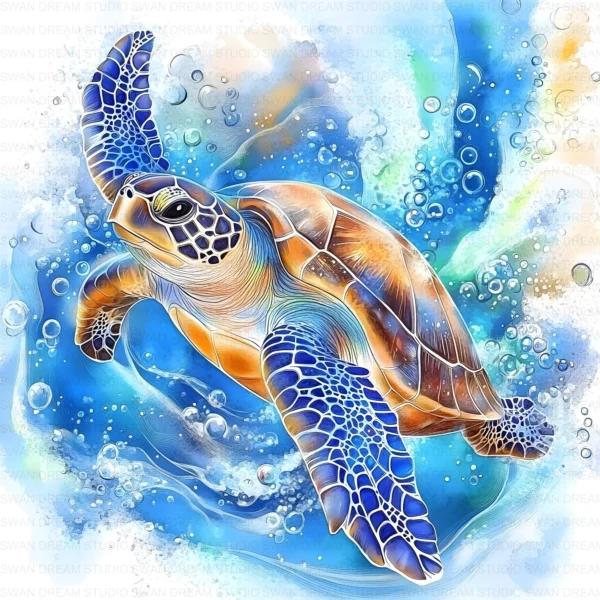 Sea Turtle Hawksbill Loggerhead Clipart Bundle Printable Marine Reptile Digital Download