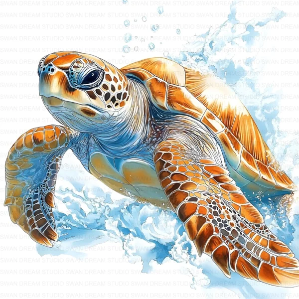 Sea Turtle Hawksbill Loggerhead Clipart Bundle Printable Marine Reptile Digital Download