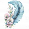 128 Boho Floral Feather Clipart Whimsical Flowers Printable JPG Card Making Scrapbooking Junk Journal Digital Download