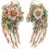 128 Floral Angel Wings Clipart Bundle Whimsical Flower Fantasy JPG Printable Scrapbook Junk Journal Paper Craft Digital Download