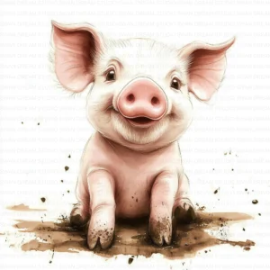 ClipartC14L_t2 Whimsical Pig Clipart Bundle in Mud Puddle Farm Animal Printable JPG for Scrapbooking Junk Journal Paper Crafts Digital Download