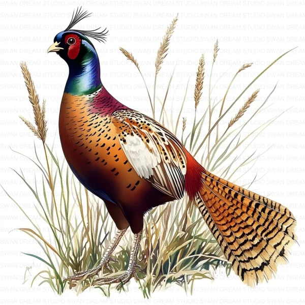 Pheasant Bird Phasianidae Clipart Bundle Printable Wildlife Beak Card Making