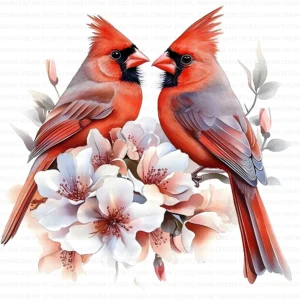 Northern Cardinal Bird Clipart Bundle Printable Songbird Twig Garden Junk Journal