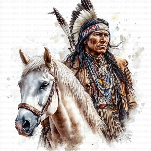 ClipartC17L_t3 91 Native American Indian Horse Clipart Bundle Printable Indigenous JPG Junk Journal Scrapbooking Digital Download