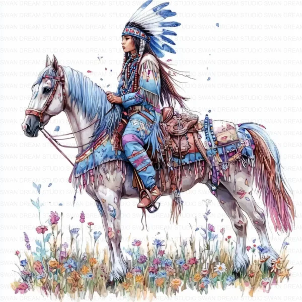 ClipartC17L_t9 91 Native American Indian Horse Clipart Bundle Printable Indigenous JPG Junk Journal Scrapbooking Digital Download