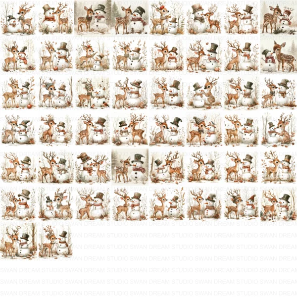 ClipartC19L_t14 Deer Reindeer Antler Clipart Bundle Printable Snowman Woodland Winter Paper Craft