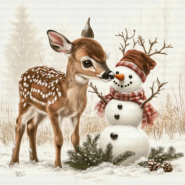 ClipartC19L_t9 Deer Reindeer Antler Clipart Bundle Printable Snowman Woodland Winter Paper Craft