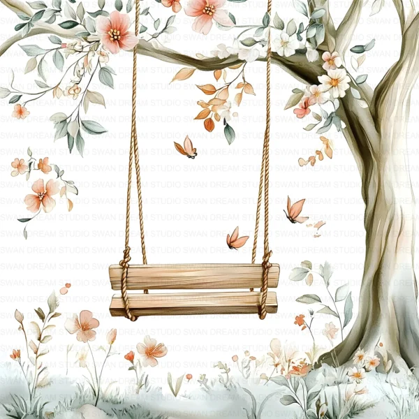 ClipartC20L_t10 Floral Swing Clipart Bundle Printable Garden Flowers Card Making