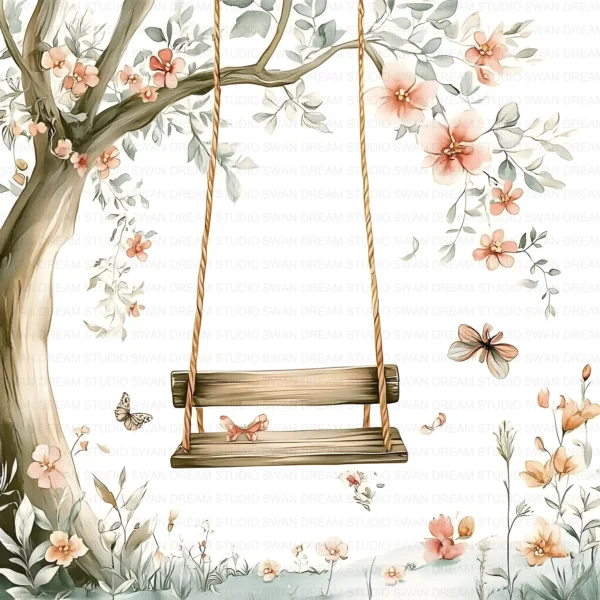 ClipartC20L_t12 Floral Swing Clipart Bundle Printable Garden Flowers Card Making