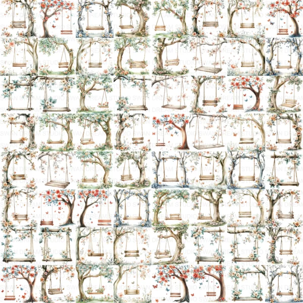 ClipartC20L_t13 Floral Swing Clipart Bundle Printable Garden Flowers Card Making