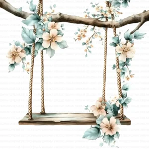 ClipartC20L_t2 Floral Swing Clipart Bundle Printable Garden Flowers Card Making