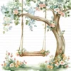 ClipartC20L_t6 Floral Swing Clipart Bundle Printable Garden Flowers Card Making