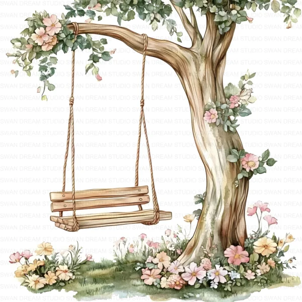 ClipartC20L_t8 Floral Swing Clipart Bundle Printable Garden Flowers Card Making