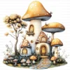 Fairy House Mushroom Whimsical Clipart Bundle Printable Garden Cottage Paper Craft