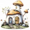 Fairy House Mushroom Whimsical Clipart Bundle Printable Garden Cottage Paper Craft