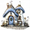 Fairy House Mushroom Whimsical Clipart Bundle Printable Garden Cottage Paper Craft