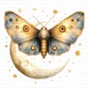 ClipartC23L_t10 132 Moth Moon Clipart Bundle Celestial Boho Whimsical Insects Printable Digital Paper Scrapbook Junk Journal Craft Cards Download
