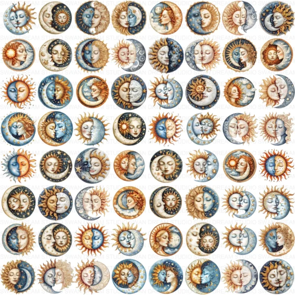 ClipartC24L_t13 Moon Astronomical Symbol Clipart Bundle Printable Love Star Night Sky Card Making