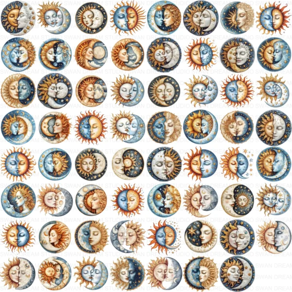 ClipartC24L_t14 Moon Astronomical Symbol Clipart Bundle Printable Love Star Night Sky Card Making