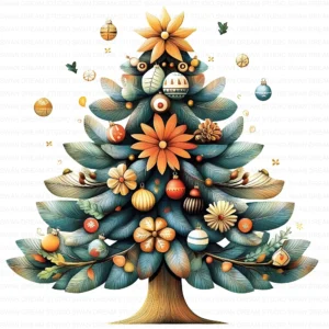 105 Quirky Christmas Tree Clipart Bundle Printable Folk Art Boho JPG Holiday Card Making Scrapbook Paper Craft Digital Download for DIY Cards and Journals