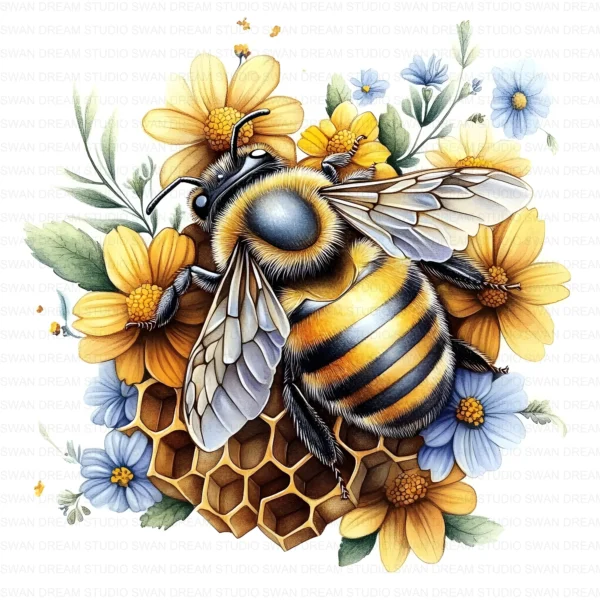 ClipartC26L_t10 Honey Bee Pollinator Insect Clipart Bundle Printable Yellow Arthropod Junk Journal