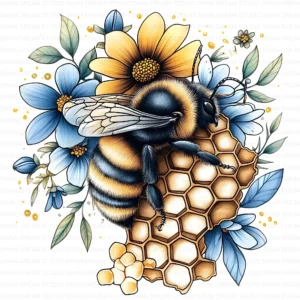 ClipartC26L_t2 Honey Bee Pollinator Insect Clipart Bundle Printable Yellow Arthropod Junk Journal