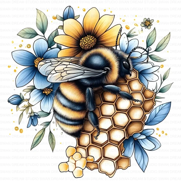 ClipartC26L_t2 Honey Bee Pollinator Insect Clipart Bundle Printable Yellow Arthropod Junk Journal