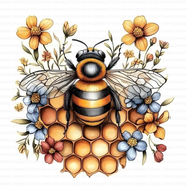 ClipartC26L_t3 Honey Bee Pollinator Insect Clipart Bundle Printable Yellow Arthropod Junk Journal