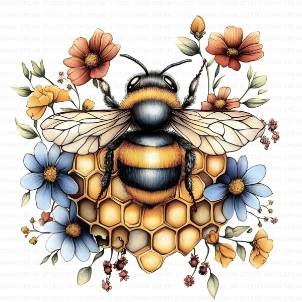 ClipartC26L_t5 Honey Bee Pollinator Insect Clipart Bundle Printable Yellow Arthropod Junk Journal