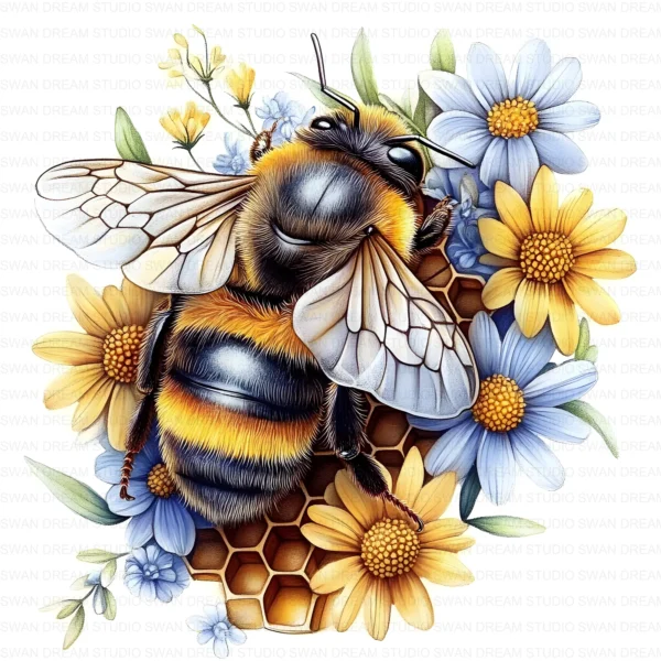 ClipartC26L_t8 Honey Bee Pollinator Insect Clipart Bundle Printable Yellow Arthropod Junk Journal