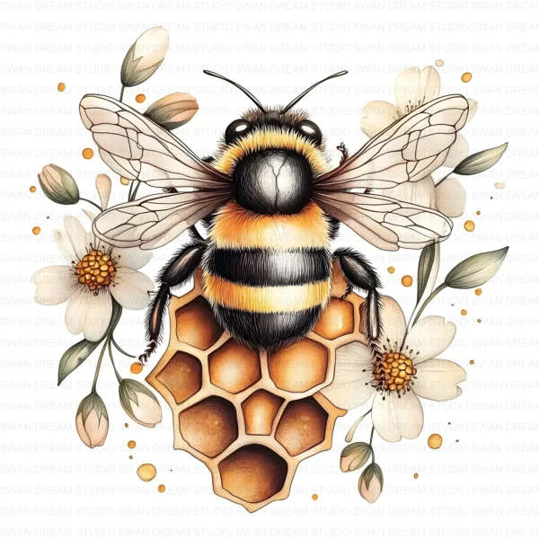 ClipartC26L_t9 Honey Bee Pollinator Insect Clipart Bundle Printable Yellow Arthropod Junk Journal