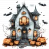 Halloween Spooky House Clipart Whimsical Pumpkin Printable Scrapbook Paper Craft Junk Journal Digital Download