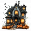 Halloween Spooky House Clipart Whimsical Pumpkin Printable Scrapbook Paper Craft Junk Journal Digital Download