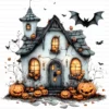 Halloween Spooky House Clipart Whimsical Pumpkin Printable Scrapbook Paper Craft Junk Journal Digital Download