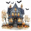 Halloween Spooky House Clipart Whimsical Pumpkin Printable Scrapbook Paper Craft Junk Journal Digital Download