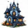 Halloween Spooky House Clipart Whimsical Pumpkin Printable Scrapbook Paper Craft Junk Journal Digital Download
