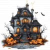 Halloween Spooky House Clipart Whimsical Pumpkin Printable Scrapbook Paper Craft Junk Journal Digital Download