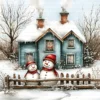 ClipartC29L_t1 Winter Snow Cottage Clipart Bundle Printable Digital Download Freezing Home Card Making