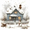 ClipartC29L_t11 Winter Snow Cottage Clipart Bundle Printable Digital Download Freezing Home Card Making