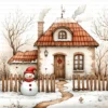 ClipartC29L_t4 Winter Snow Cottage Clipart Bundle Printable Digital Download Freezing Home Card Making