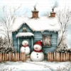 ClipartC29L_t5 Winter Snow Cottage Clipart Bundle Printable Digital Download Freezing Home Card Making