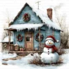 ClipartC29L_t6 Winter Snow Cottage Clipart Bundle Printable Digital Download Freezing Home Card Making