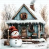 ClipartC29L_t7 Winter Snow Cottage Clipart Bundle Printable Digital Download Freezing Home Card Making