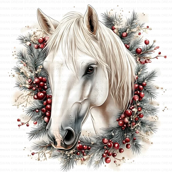 ClipartC2L_t10 Christmas Quirky Horse Pony Clipart Bundle Printable Santa Hat Paper Craft Scrapbooking Digital Download