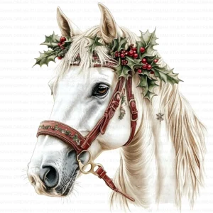 Christmas Quirky Horse Pony Clipart Bundle Printable Santa Hat Paper Craft Scrapbooking Digital Download