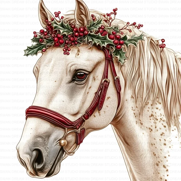 ClipartC2L_t8 Christmas Quirky Horse Pony Clipart Bundle Printable Santa Hat Paper Craft Scrapbooking Digital Download