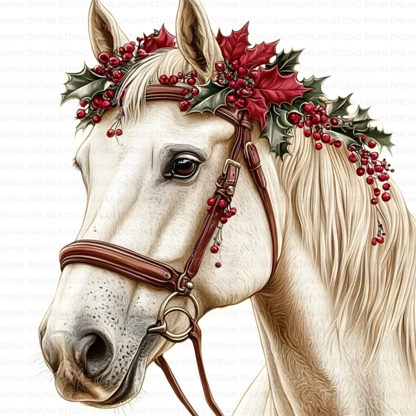 ClipartC2L_t9 Christmas Quirky Horse Pony Clipart Bundle Printable Santa Hat Paper Craft Scrapbooking Digital Download