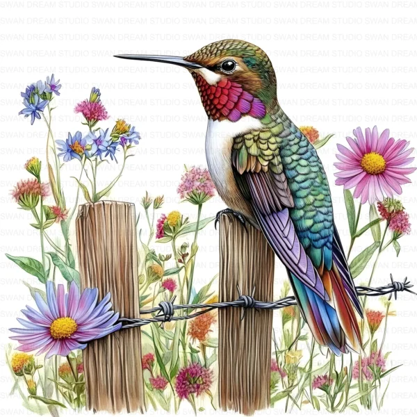 Hummingbird Flower Bird Clipart Bundle Printable Pink Beak Paper Craft