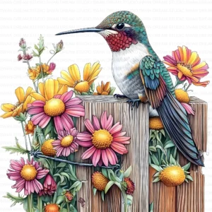 Hummingbird Flower Bird Clipart Bundle Printable Pink Beak Paper Craft