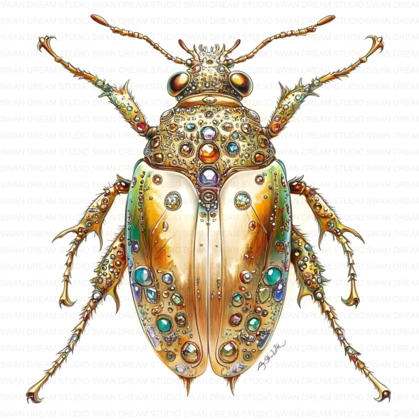 Jewel Beetle Insect Clipart Bundle Printable Pest Arthropod Card Making